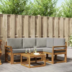 vidaXL Conjunto de sofás de exterior 5 pcs Gris Natural y Claro Gris claro y natural Clearance