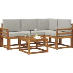 vidaXL Conjunto de sofás de exterior 5 pcs Gris Natural y Claro Gris claro y natural Clearance