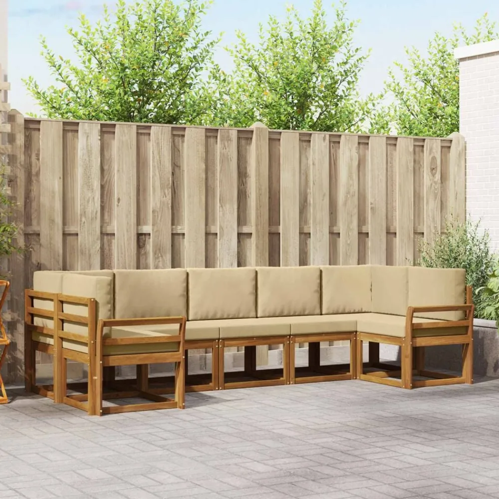 vidaXL Conjuntos De Muebles-Conjunto de sofás de exterior con cojín 7 pcs