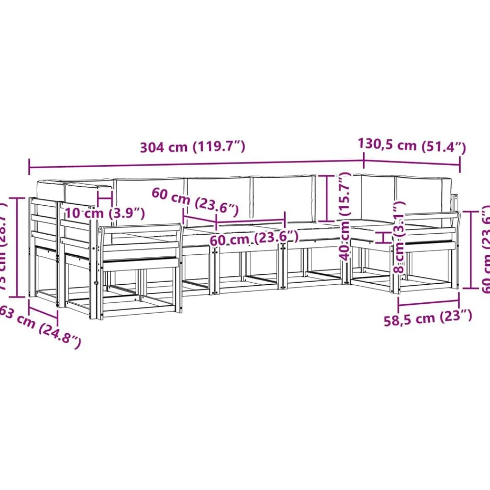 vidaXL Conjuntos De Muebles-Conjunto de sofás de exterior con cojín 7 pcs