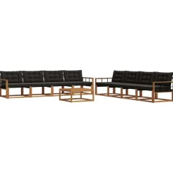 vidaXL Conjuntos De Muebles-Conjunto de sofás de exterior con cojín 9 pcs