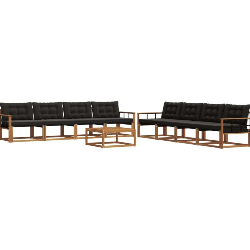 vidaXL Conjuntos De Muebles-Conjunto de sofás de exterior con cojín 9 pcs