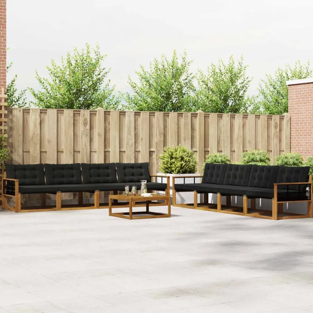 vidaXL Conjuntos De Muebles-Conjunto de sofás de exterior con cojín 9 pcs