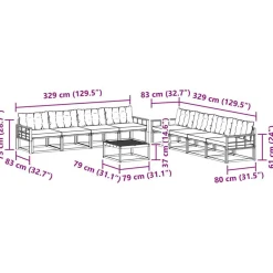 vidaXL Conjuntos De Muebles-Conjunto de sofás de exterior con cojín 9 pcs