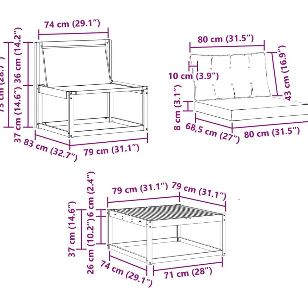 vidaXL Conjuntos De Muebles-Conjunto de sofás de exterior con cojín 9 pcs