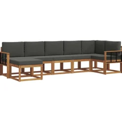 vidaXL Conjunto de sofás de exterior 7 pcs Natural y antracita New