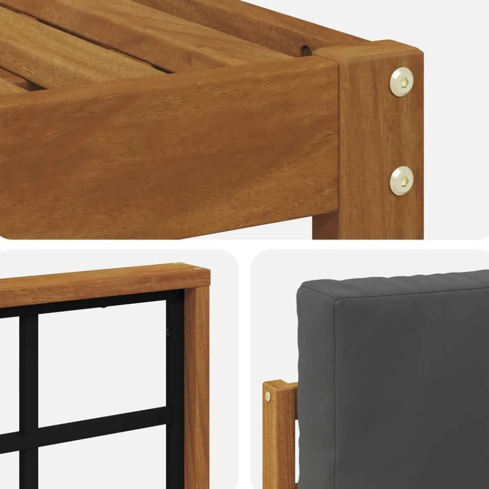 vidaXL Conjunto de sofás de exterior 7 pcs Natural y antracita New