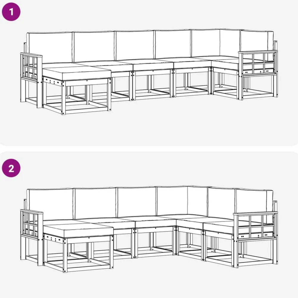 vidaXL Conjunto de sofás de exterior 7 pcs Natural y antracita New