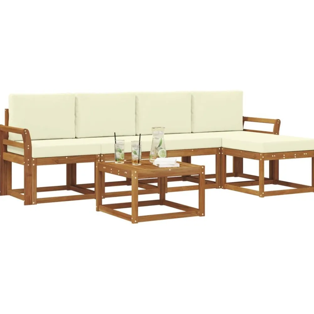 vidaXL Conjuntos De Muebles-Conjunto de sofás de exterior con cojín 6 pcs