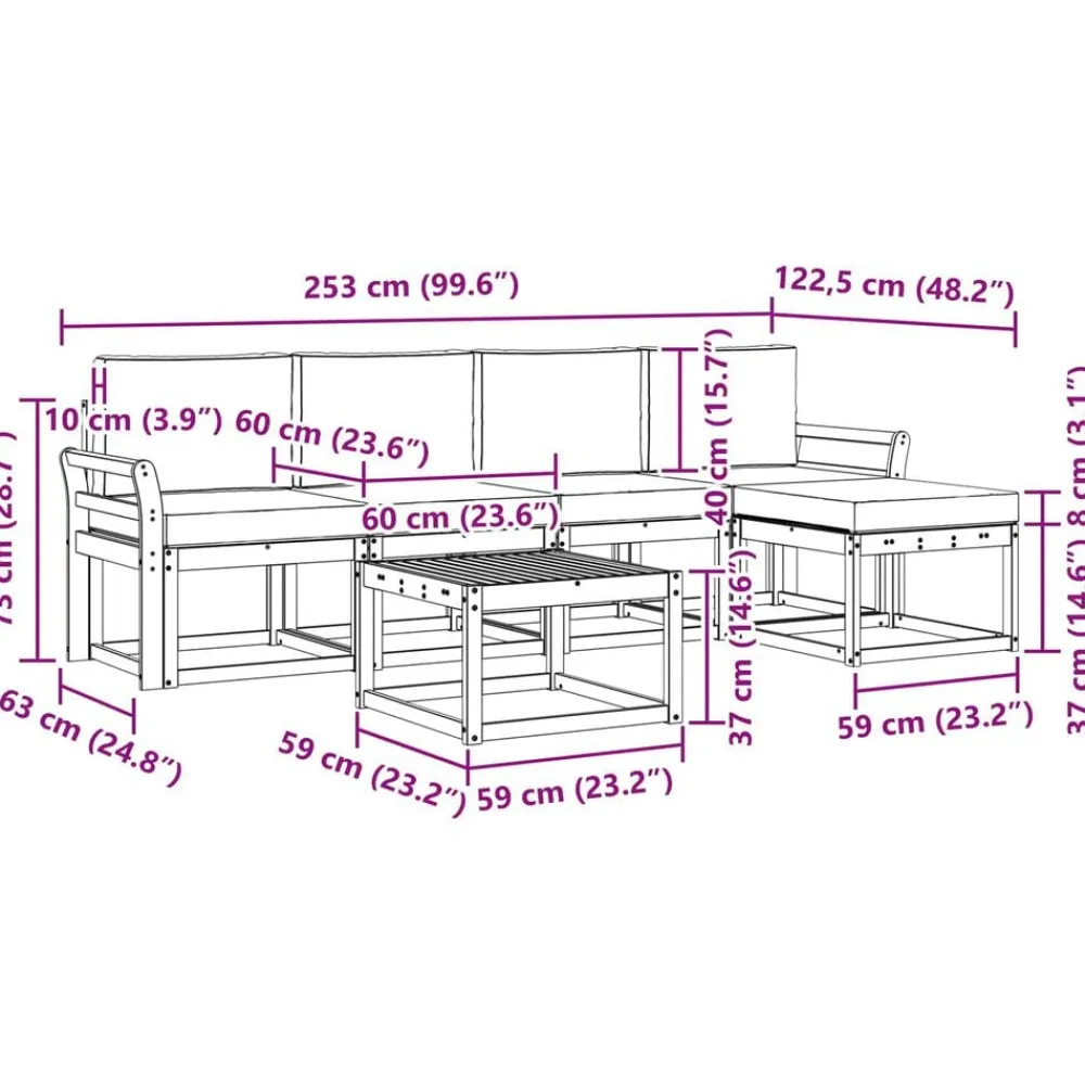 vidaXL Conjuntos De Muebles-Conjunto de sofás de exterior con cojín 6 pcs