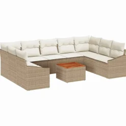 vidaXL Muebles De Jardín-Conjunto de sofás de jardín 10 pcs Beige ratán sintético