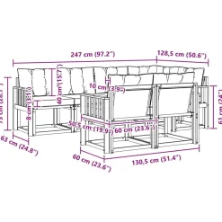vidaXL Conjuntos De Muebles-Conjunto de sofás de exterior con cojín 7 pcs