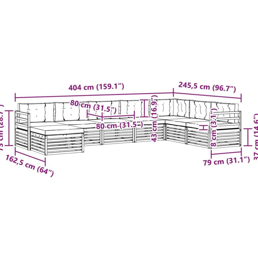 vidaXL Conjuntos De Muebles-Conjunto de sofás de exterior 8 pcs