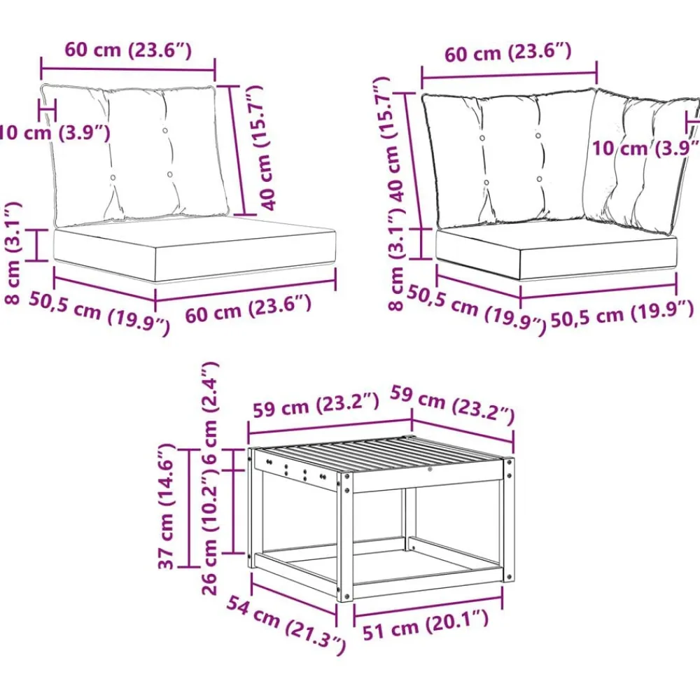 vidaXL Conjunto de sofás de exterior con cojín 7 pcs Natural y negro Best
