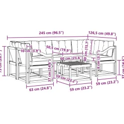 vidaXL Conjunto de sofás de exterior con cojín 7 pcs Natural y negro Best