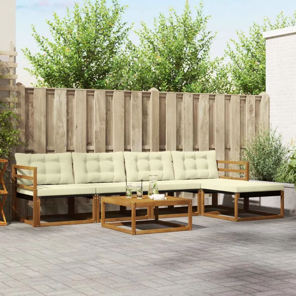 vidaXL Conjuntos De Muebles-Conjunto de sofás de exterior con cojín 6 pcs