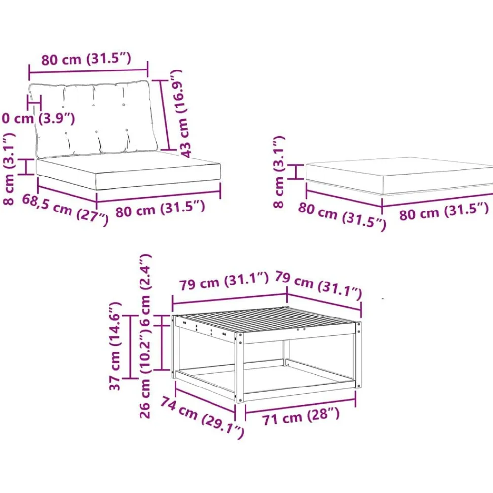vidaXL Conjuntos De Muebles-Conjunto de sofás de exterior con cojín 6 pcs