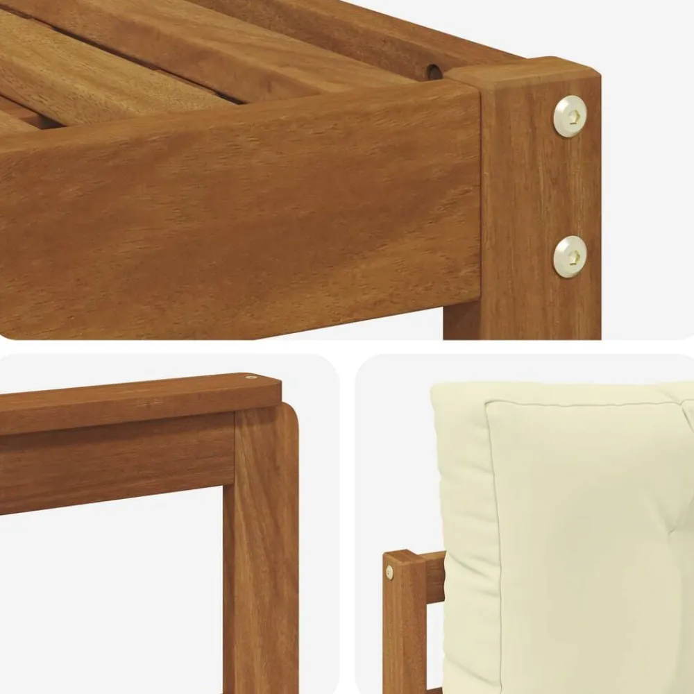 vidaXL Conjunto de sofás de exterior con cojín 11 pcs Natural y crema New