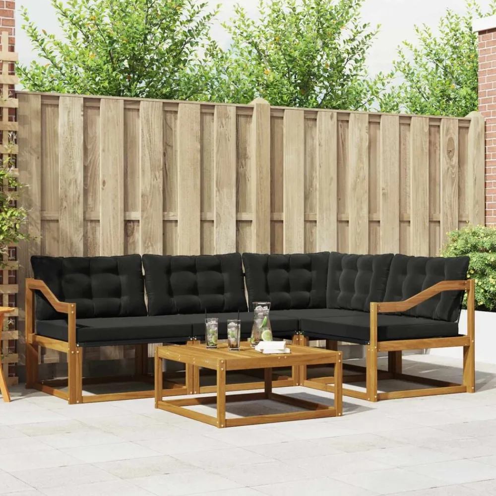 vidaXL Conjuntos De Muebles-Conjunto de sofás de exterior con cojín 5 pcs