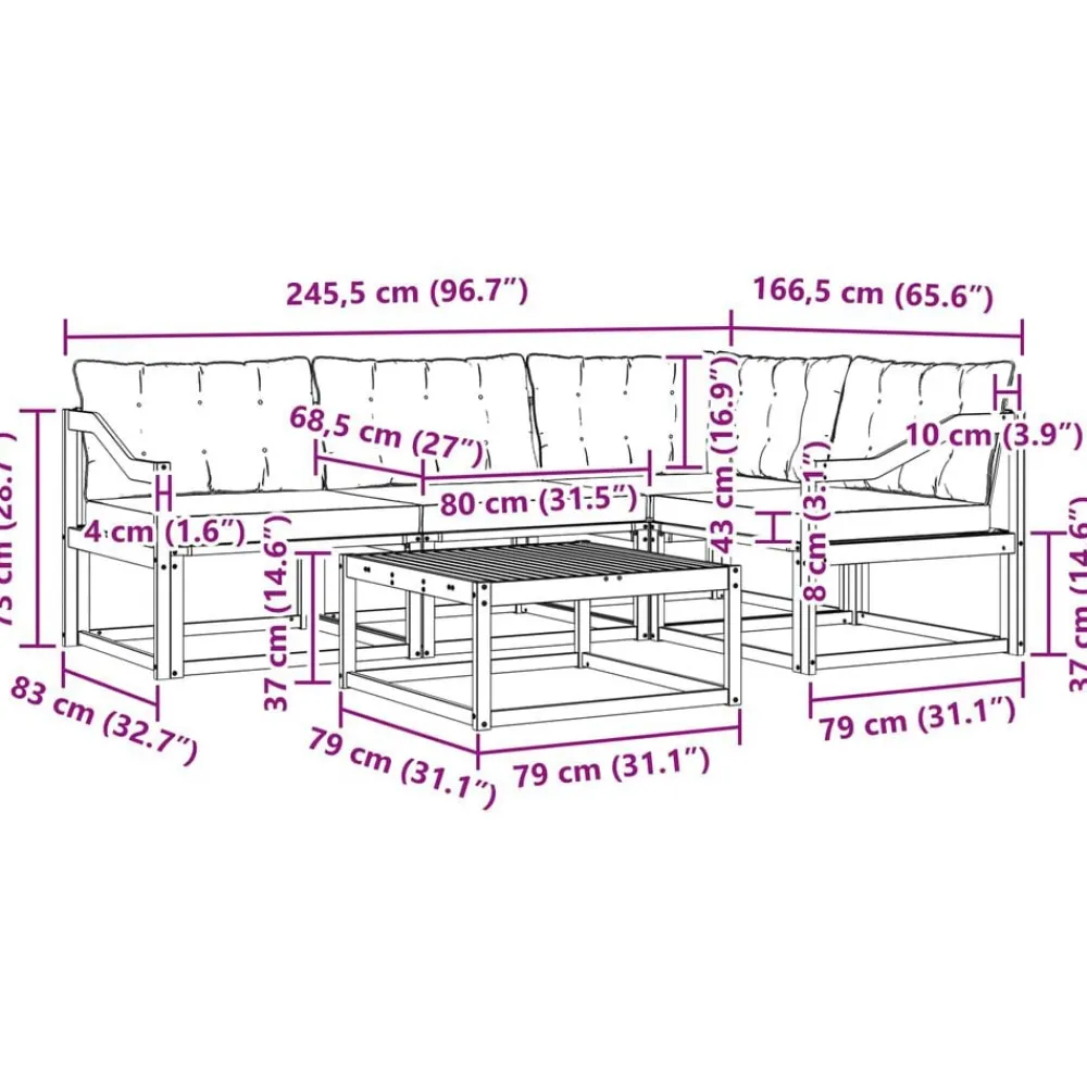 vidaXL Conjuntos De Muebles-Conjunto de sofás de exterior con cojín 5 pcs