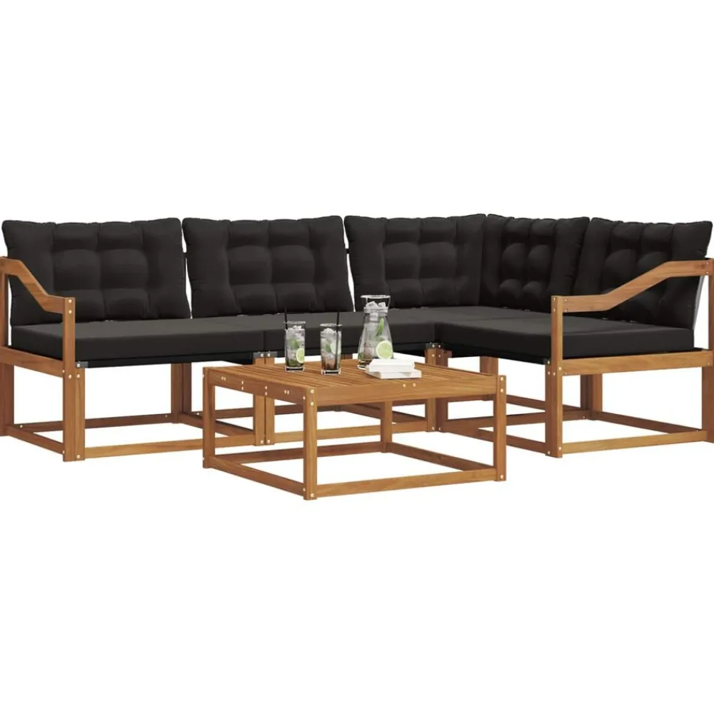 vidaXL Conjuntos De Muebles-Conjunto de sofás de exterior con cojín 5 pcs