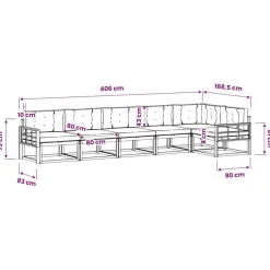 vidaXL Conjunto de sofás de exterior con cojín 6 pcs Natural y crema Outlet