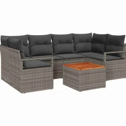 vidaXL Conjunto de sofás de jardín 7 pcs ratán sintético Gris Best