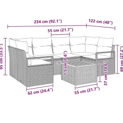 vidaXL Conjunto de sofás de jardín 7 pcs ratán sintético Gris Best