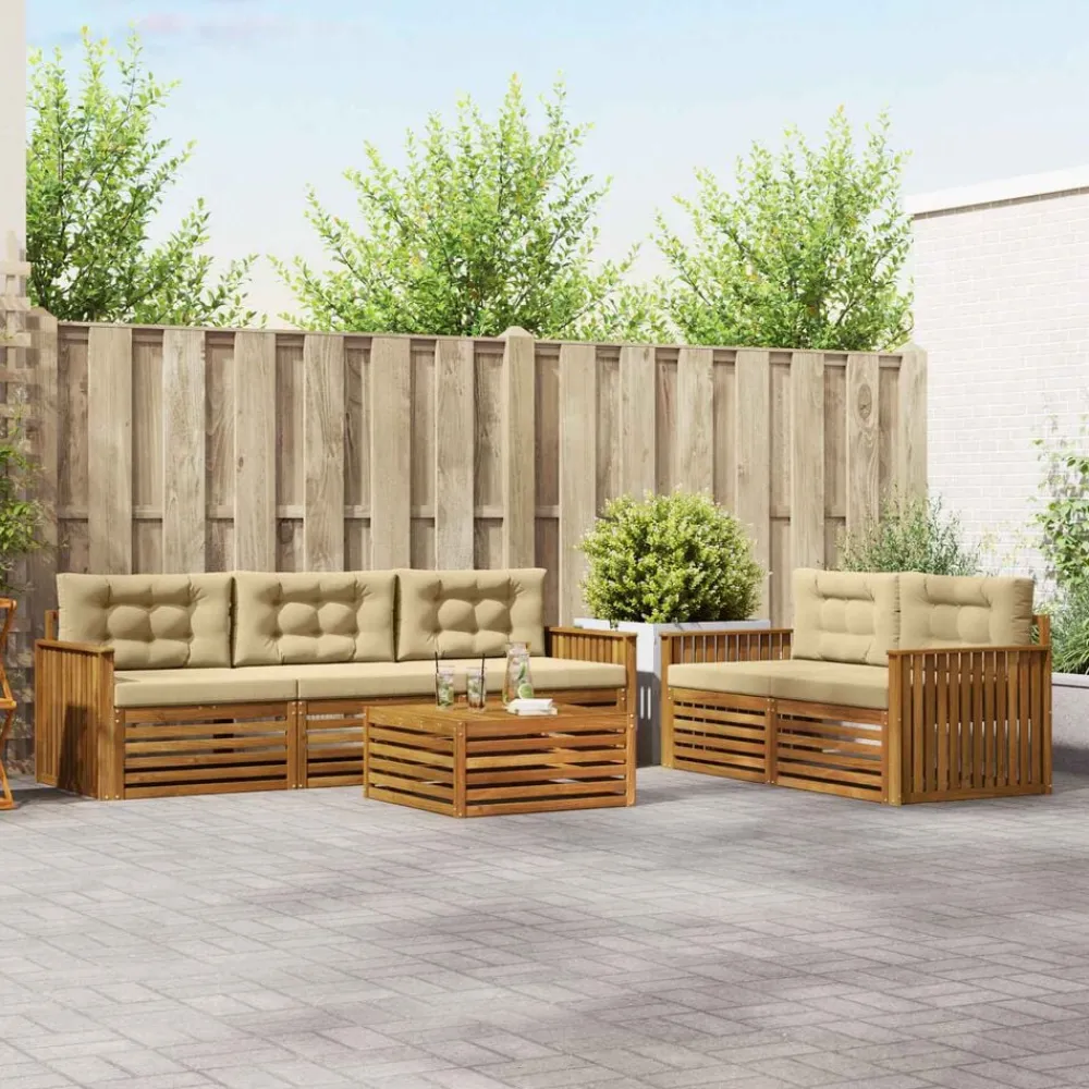 vidaXL Conjuntos De Muebles-Conjunto de sofás de exterior con cojín 6 pcs