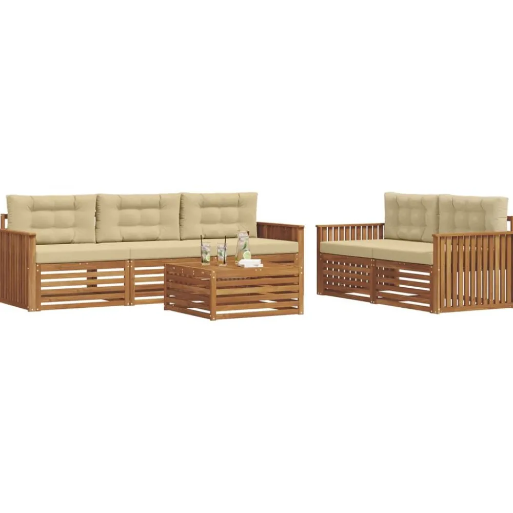 vidaXL Conjuntos De Muebles-Conjunto de sofás de exterior con cojín 6 pcs
