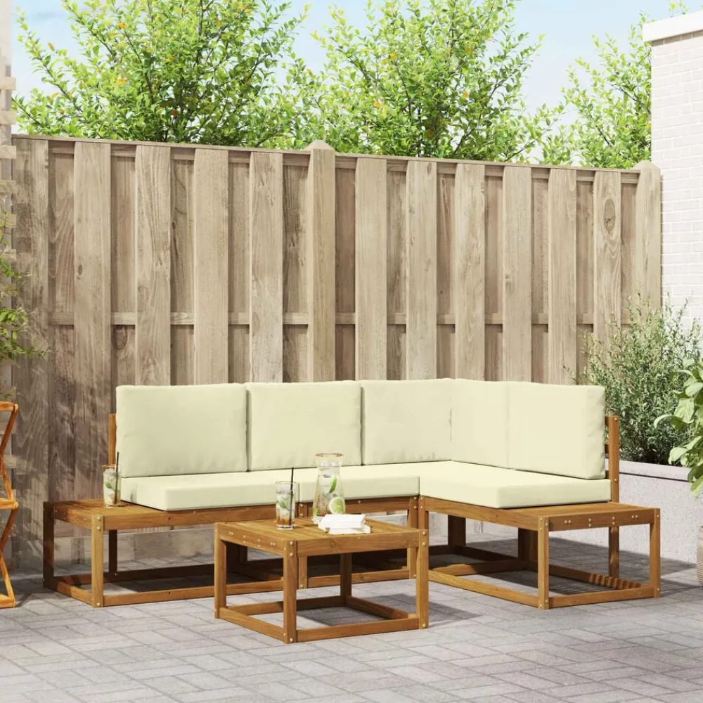 vidaXL Muebles De Jardín-Conjunto de sofás de exterior con cojín 5 Pieza