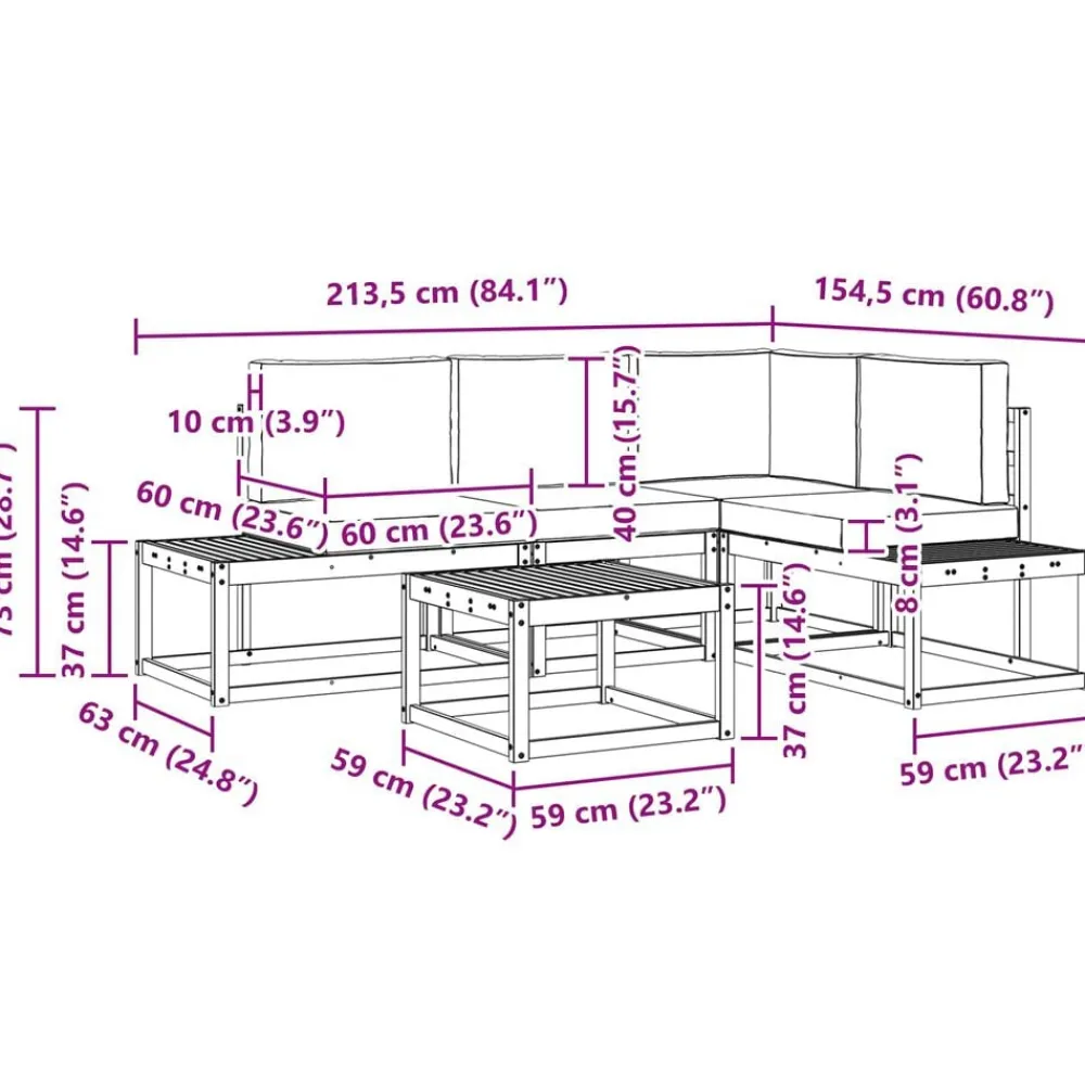 vidaXL Muebles De Jardín-Conjunto de sofás de exterior con cojín 5 Pieza