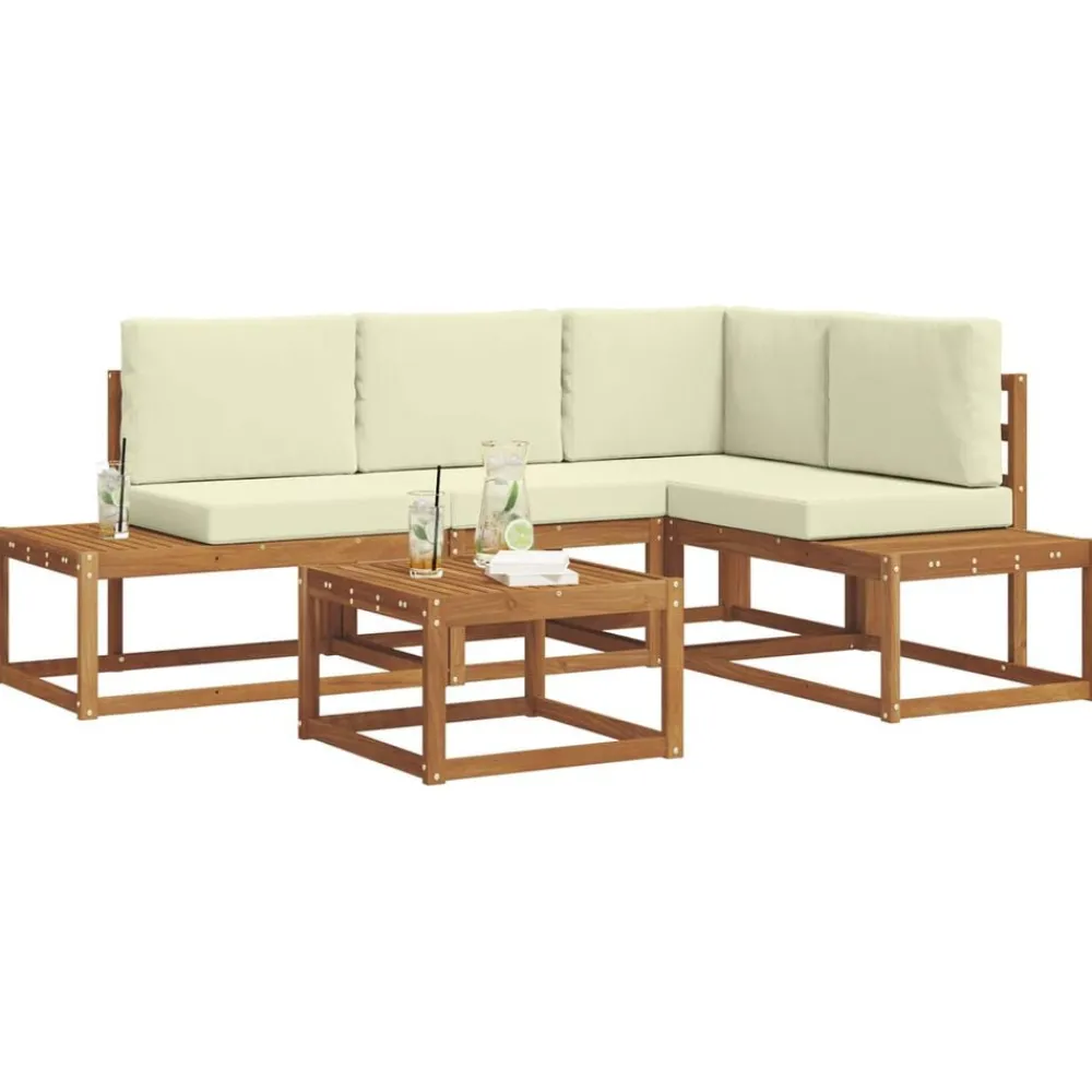 vidaXL Muebles De Jardín-Conjunto de sofás de exterior con cojín 5 Pieza
