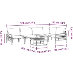 vidaXL Conjunto de sofás de jardín con cojín 6 pcs Negro Acero Online