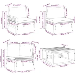 vidaXL Conjunto de sofás de jardín con cojín 6 pcs Negro Acero Online