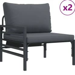vidaXL Conjunto de sofás de jardín con cojín 6 pcs Negro Acero Online