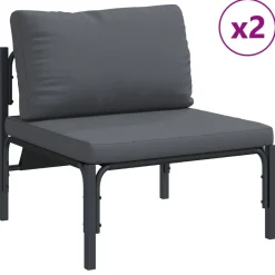 vidaXL Conjunto de sofás de jardín con cojín 6 pcs Negro Acero Online