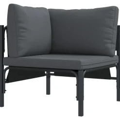 vidaXL Conjunto de sofás de jardín con cojín 6 pcs Negro Acero Online