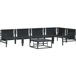 vidaXL Conjunto de sofás de jardín con cojín 6 pcs Negro Acero Online