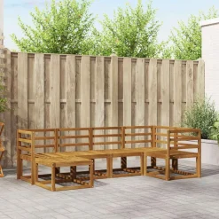 vidaXL Conjunto de sofás de exterior con cojín 6 pcs Natural y Beige Online
