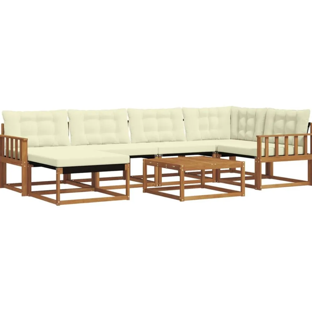 vidaXL Conjunto de sofás de exterior con cojín 19 pcs Natural y crema Sale