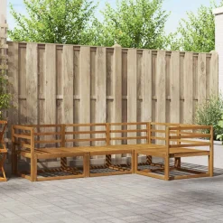 vidaXL Conjunto de sofás de exterior 4 pcs Natural