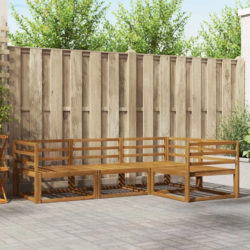 vidaXL Conjunto de sofás de exterior 4 pcs Natural