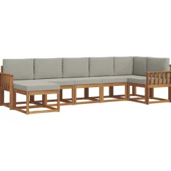 vidaXL Conjuntos De Muebles-Conjunto de sofás de exterior 7 pcs Gris Natural y Claro
