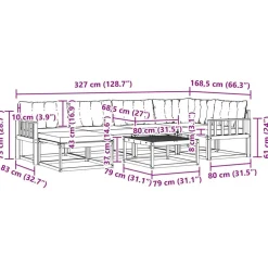 vidaXL Conjunto de sofás de exterior 7 pcs Gris Natural y Claro Gris claro y natural Outlet