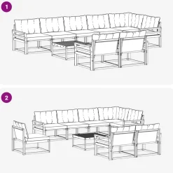 vidaXL Conjunto de sofás de exterior con cojín 9 pcs Natural y beige New