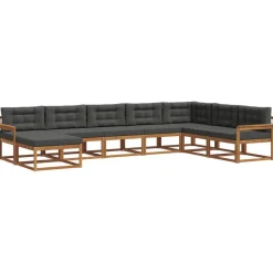 vidaXL Conjunto de sofás de exterior 8 pcs Natural y antracita Best