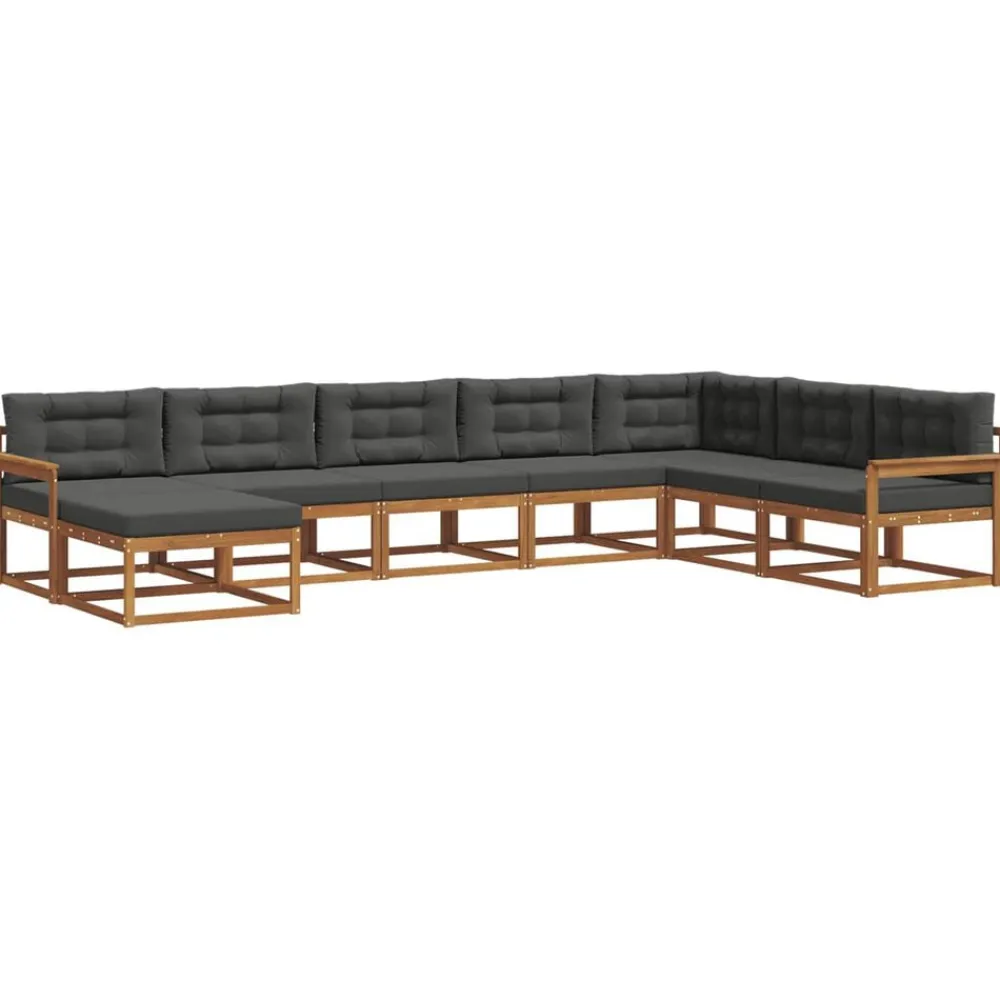 vidaXL Conjunto de sofás de exterior 8 pcs Natural y antracita Best