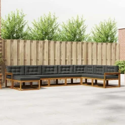vidaXL Conjunto de sofás de exterior 8 pcs Natural y antracita Best