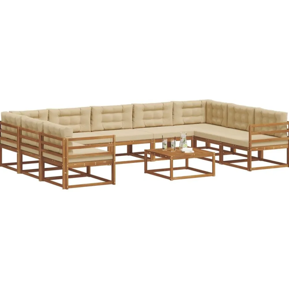 vidaXL Conjuntos De Muebles-Conjunto de sofás de exterior con cojín 10 pcs